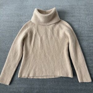 Johnstons of Elgin Cashmere Turtleneck Womens Small Beige Relaxed Luxury Knit